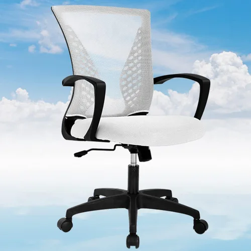 Miniatura 23 de Silla de oficina en casa, silla de escritorio ergonómica, respaldo medio, silla de computadora de PC con soporte lumbar y reposabrazos, silla