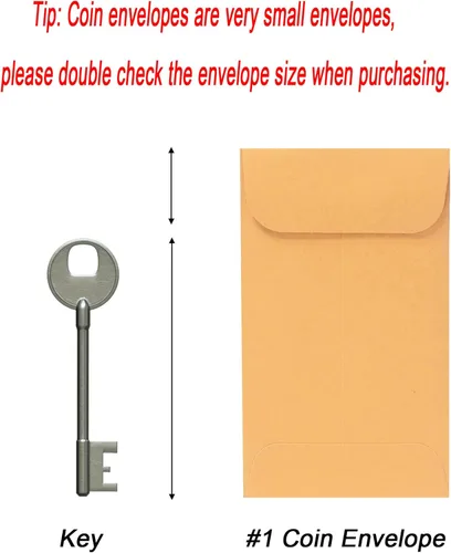 Miniatura 2 de Xxcxpark 500 sobres para monedas #1, sobres de papel kraft marrón de 2-1/4 x 3-1/2 pulgadas, sobres clásicos de papel kraft para piezas pequeñas