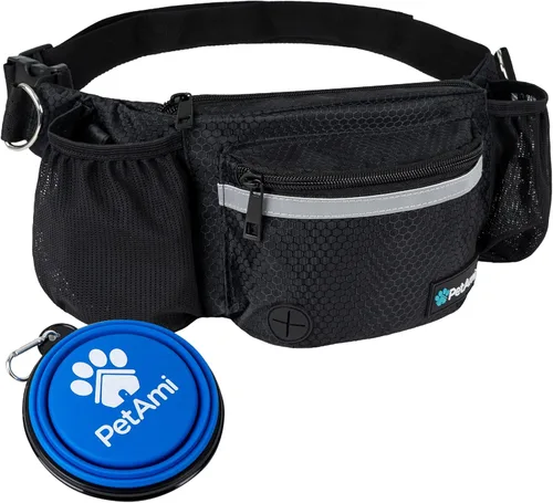 Miniatura 11 de Bolsa de cintura para perros PetAmi, bolsa de golosinas para paseos, entrenamiento, dosificador de bolsas para excrementos incorporado, soporte