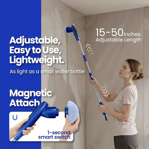 Miniatura 4 de Cepillo Giratorio Eléctrico 8 en 1, Cepillo de Limpieza Inalámbrico Completamente Impermeable con Pantalla LED, 2 Configuraciones de Velocidad