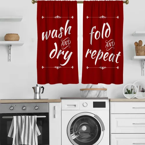 Miniatura 16 de zokyer Cortinas de cocina en blanco y negro con frases de lavado con palabras impresas en seco, divertidas, simples, pequeñas, cortas, 27.5 pulgadas