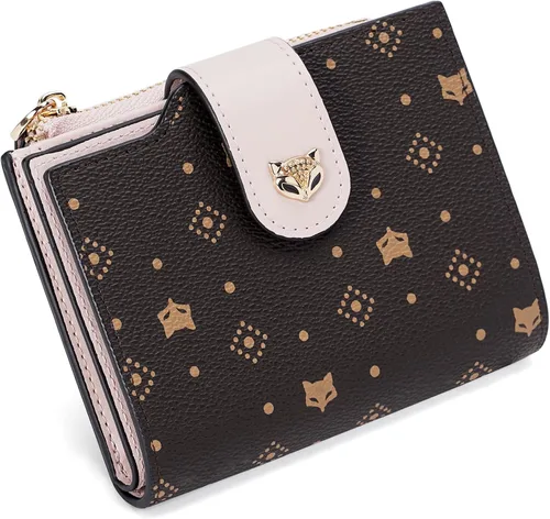 Miniatura 10 de FOXLOVER Cartera pequeña para mujer, con bloqueo RFID, de piel, plegable, con cremallera, bolsillo con cremallera, tarjetero con ventana