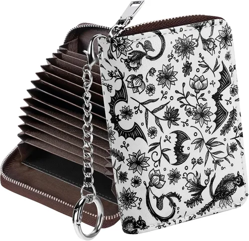 Miniatura 15 de Mayski - Cartera para tarjetas de crédito con cremallera para mujeres, tarjetero pequeño de acordeón, llavero, tarjetero para tarjetas de Manzana
