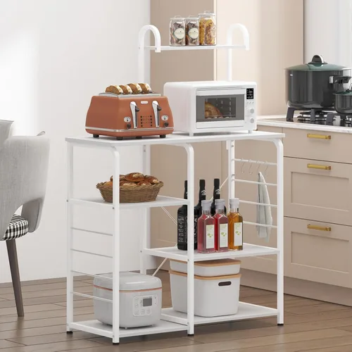 Miniatura 4 de DlandHome Soporte de microondas para cocina, soporte de carrito de microondas de 35.4 pulgadas, almacenamiento de utilidad de cocina de 3 niveles x