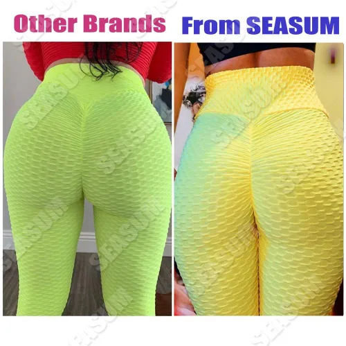 Miniatura 38 de SEASUM - Pantalones de yoga de cintura alta para mujer, con control de abdomen y realce de glúteos, leggings favorecedores para entrenar y correr