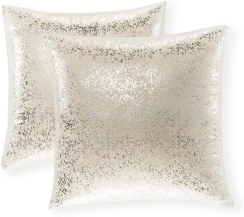 Miniatura 74 de Xinrjojo Juego de 2 almohadas brillantes en negro y dorado, almohadas suaves y brillantes decorativas, juego de fundas de almohada cuadradas negras