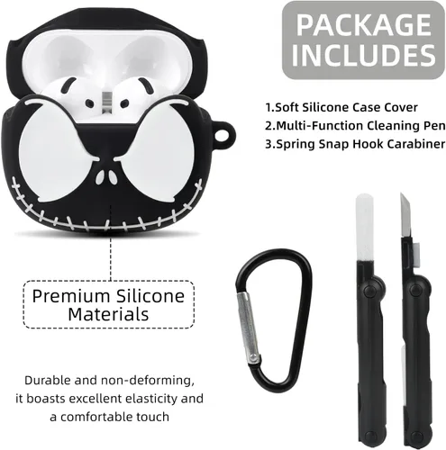 Miniatura 6 de Funda para AirPods 4 con kit de limpieza, [brilla en la oscuridad] Funda de silicona suave para Apple AirPods de 4ª generación, divertidas fundas