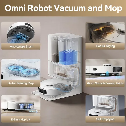 Miniatura 2 de DREAME Govac 401 Robot Aspirador y Trapeador Combo, 100 días de aspiradora robótica autovaciante, succión de 15,000 Pa, lavado automático