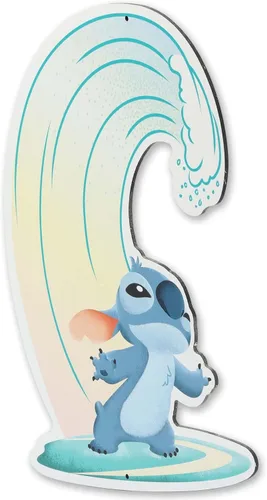 Miniatura 2 de Disney Lilo and Stitch - Letrero de metal para surfear, divertido arte de pared con olas de océano troqueladas y tabla de surf para decoración