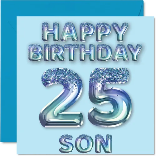 Miniatura 79 de Stuff4 Tarjeta de primer cumpleaños para niños, globo de fiesta con purpurina azul, tarjetas de feliz cumpleaños para niño de 1 año, nieto, hijo, 57