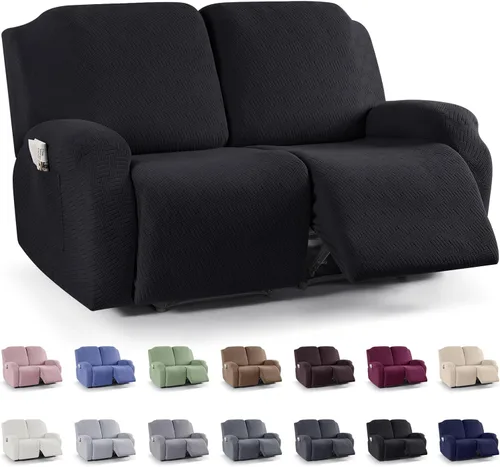 Miniatura 52 de KinCam Fundas para sillón reclinable, fundas elásticas para sillas reclinables, fundas para sofá reclinable de jacquard a rayas, protectores