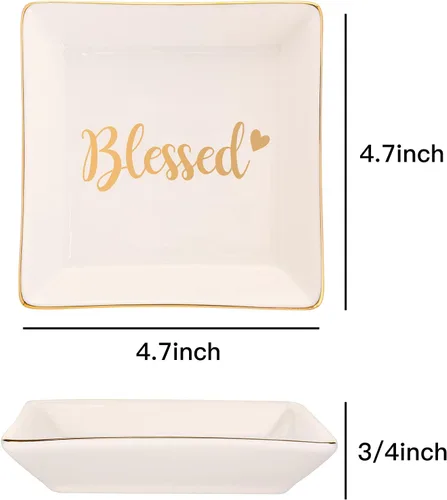 Miniatura 3 de Regalos de agradecimiento para mujeres Plato de cerámica para anillos, bandeja de joyería, regalos de Dios, regalos de deseos para ella, regalos