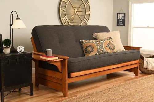 Miniatura 17 de Kodiak Furniture Fénix Futon, tamaño matrimonial, gamuza negra Negro (Suede Black)