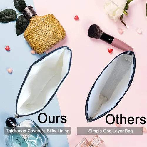 Miniatura 3 de Bolsas de maquillaje para cumpleaños número 50 para mujer, lavado de doble cara, impermeable, de lino, bolsa de viaje para cosméticos, bolsa