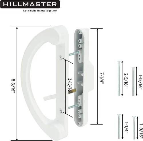 Miniatura 2 de HILLMASTER Juego de manijas para puerta corredera de patio con cerradura de muesca 45° para reemplazo, diseño reversible de estilo de muesca, sin