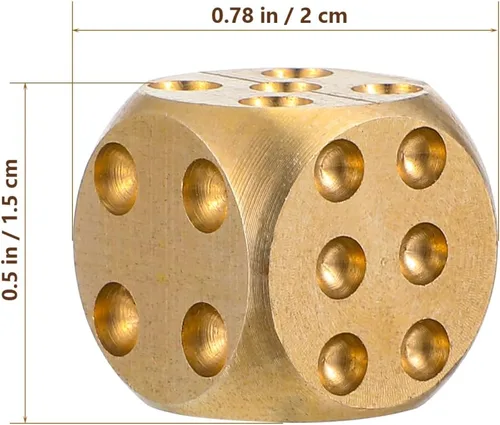 Miniatura 2 de ARTIBETTER RPG Dados 2 piezas de metal dados de latón poker juego de fiesta juguete para mesas, juego de mesa de póquer fiesta juego de rol dorado