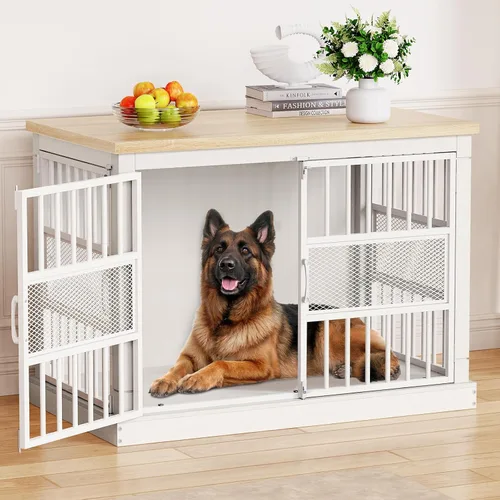 Miniatura 9 de VOPEAK Mueble de jaula para perros de 27.5", jaula para perros resistente a mordiscos para perros pequeños y cachorros, jaulas para perros