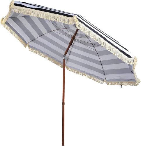 Miniatura 2 de Hula - Sombrilla Tiki de paja tropical, palapa, rafia, tiki hut, sombrilla hawaiana para patio con flecos, sombrilla bohemia de 6 pies 8 pies y 9