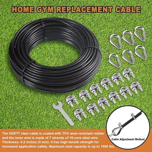 Miniatura 2 de SERTT Cable de repuesto para máquina de cable de polea, cable de polea para gimnasio casero DIY, longitud de cable de alambre de 32.8/65.6/98.4 pies