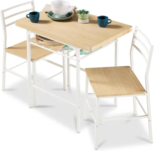 Miniatura 11 de Best Choice Products Juego de comedor moderno de 3 piezas, comedor que ahorra espacio para cocina, comedor, espacio pequeño con marco de acero