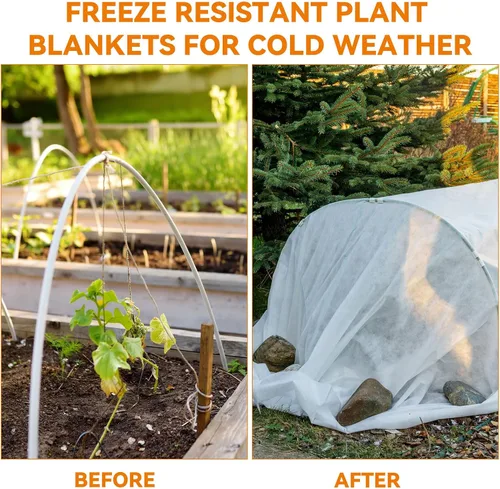 Miniatura 4 de Uiifan 3 fundas para plantas, protección contra la congelación, 10 x 33 pies, manta flotante reutilizable para cama de jardín, manta de tela helada