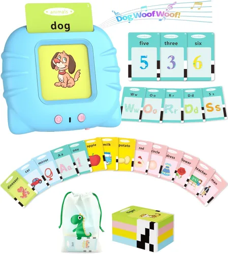 Aullsaty Tarjetas didácticas parlantes para niños de 1 a 5 años, 536 palabras visuales mejoradas con 6 canciones, juguetes sensoriales Montessori