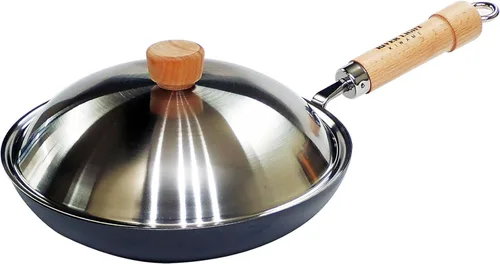 Riverlight JS1228 Kyoku JAPAN - Sartén de hierro con tapa, 11.0 pulgadas (11.0 in), nitruración de hierro, compatible con IH, resistente a la