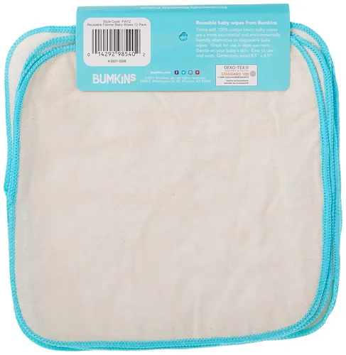 Miniatura 6 de Bumkins Toallitas reutilizables de franela para bebé, 12 unidades, naturales