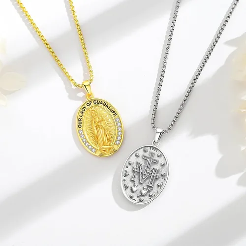 Miniatura 3 de Vito Collar de plata de ley 925 para mujeres y hombres, San Benito, crucifijo, Caravaca, San Cristóbal, San Judas, medalla patronal, amuleto