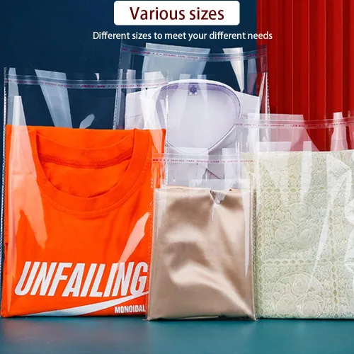 Miniatura 7 de Keoferlo 100 bolsas de polietileno transparente de 10 x 14 pulgadas de celofán autosellantes para camisetas de plástico transparente para envolver