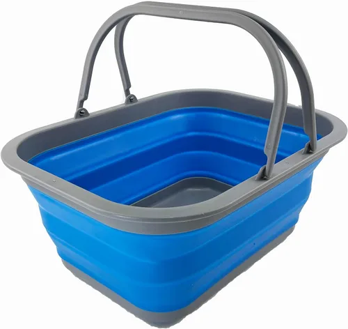 Miniatura 9 de SAMMART Tina plegable con asa de 15 litros (4 galones) – Cesta de picnic portátil – Contenedor de almacenamiento plegable para lavar platos, camping