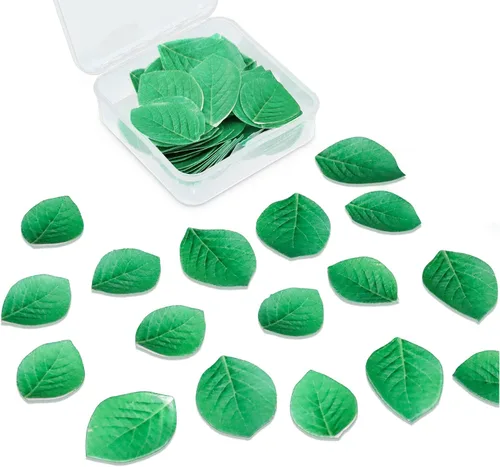 Miniatura 7 de 48 piezas comestibles de hojas de tortuga tropical, decoración de pastel de hojas de palmera, decoración comestible de hojas de papel para pastel