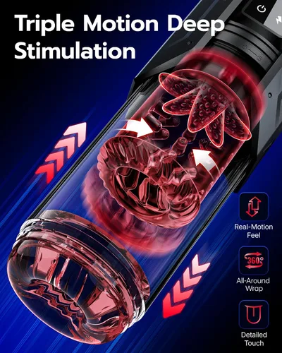 Miniatura 4 de Juguetes sexuales para hombres Bomba de pene - EINSEO AI Sync Masturbador masculino impermeable con 7 modos de succión, empuje, rotación y 7 modos
