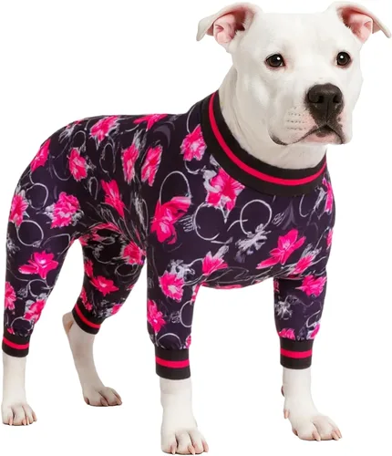 LovinPet Pijamas 3XL para Perros - Camiseta Interior para Sudaderas de Perro, Camisa de Recuperación Quirúrgica para Perros, Estampado Floral Negro
