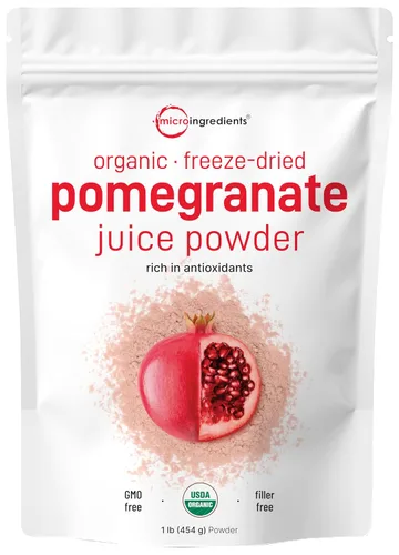 Jugo de granadas orgánicas en polvo, 1 libra (91 porciones), liofilizado y prensado en frío, vitamina C natural, refuerza el sistema inmunitario,