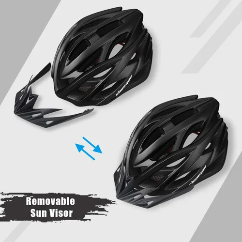 Miniatura 3 de Casco de bicicleta para hombre y mujer, casco de bicicleta Shinmax con luz trasera y visera desmontable Negro