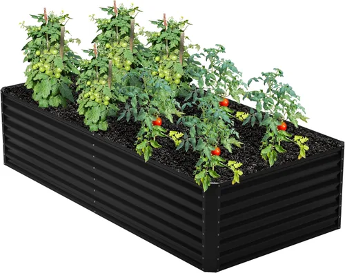 Miniatura 14 de 2 camas de jardín elevadas galvanizadas de 4 x 2 x 1 pies, macetas elevadas, caja de jardín de metal, planta grande para plantar al aire libre, cama