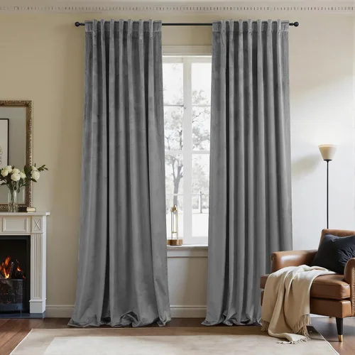 Miniatura 25 de Cortinas de terciopelo opacas para oscurecer la habitación de 63 pulgadas de largo para sala de estar, comedor, 2 paneles, privacidad pesada