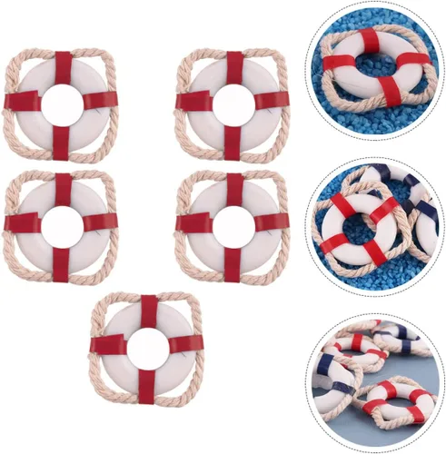 Miniatura 7 de TOYANDONA 15 piezas de casa de muñecas mediterránea modelo de pared, decoración náutica, adorno de boya para anillos, mini hogar, salvavidas