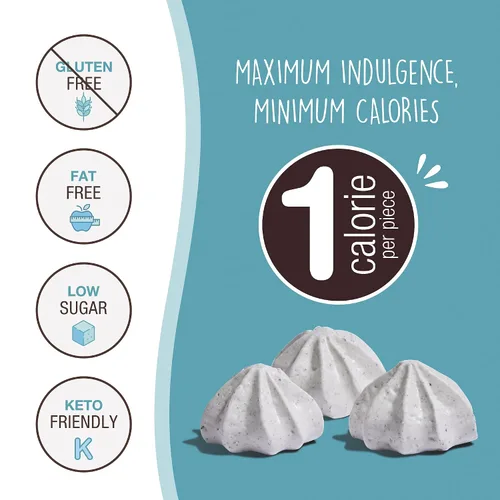 Miniatura 3 de DON'TWORRY Galletas de merengue aptas para dieta cetogénica, solo 1 calorías por pieza, paquete de 2, galletas y crema, dulces saludables