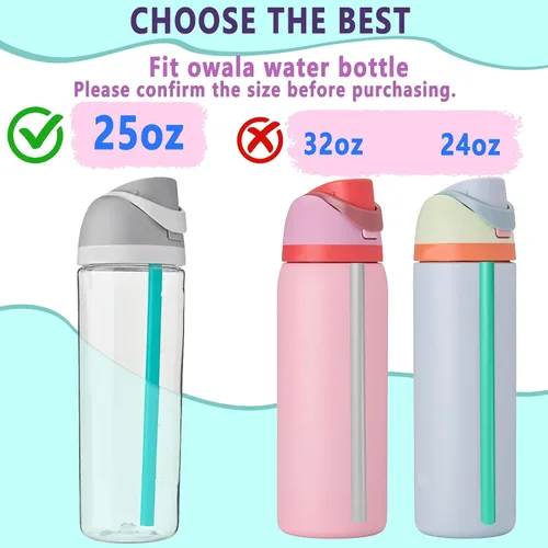 Miniatura 2 de 6 popotes de repuesto para botella Owala FreeSip de 25 onzas, popotes de plástico reutilizables con cepillo limpiador de limpieza para botellas