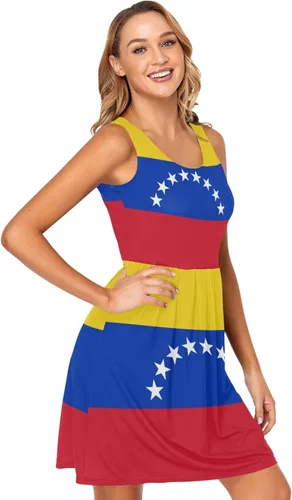 Miniatura 7 de Vnurnrn Vestido corto sin mangas con la bandera de Venezuela para mujer