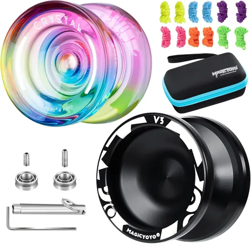 Miniatura 16 de MAGICYOYO Yoyos responsivos para niños principiantes, paquete de 2 Pro Yoyo, truco de doble función, Yoyo V3 + Yoyo K2 de cristal con 12 cuerdas