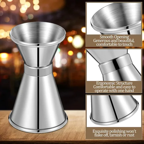 Miniatura 3 de Amyhill Jigger de barra doble de 1/2 y 1 onza de acero inoxidable para coctel, vaso de licor, suministros de camarero para bar, barman fiesta