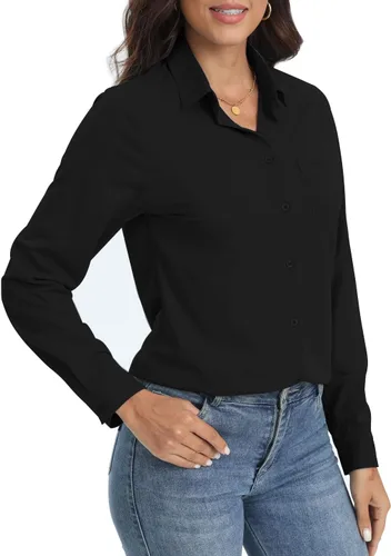 Miniatura 2 de Camisas elásticas suaves sin arrugas con botones para mujer, tops transpirables que absorben la humedad para vestir casual de trabajo