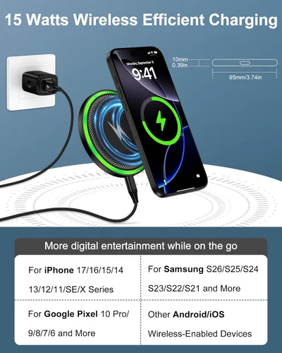 Miniatura 2 de Cargador inalámbrico Samsung S26, almohadilla de carga inalámbrica de 15W para Galaxy S25 Ultra S25+ S24, estación de carga rápida con bloque