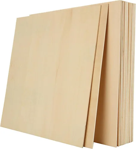Miniatura 8 de 20 hojas de madera de tilo de 12 x 12 pulgadas, piezas de madera cuadradas sin terminar para manualidades, tablero de madera contrachapada de 0.118