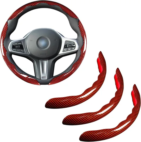Miniatura 12 de Cubierta del volante de fibra de carbono Accesorios de la cubierta del volante del coche 14.5-15 pulgadas universal (negro)
