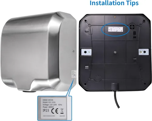 Miniatura 8 de Goetland Secador de manos comercial de acero inoxidable 1800w automático de alta velocidad resistente con pulido mate, paquete de 2