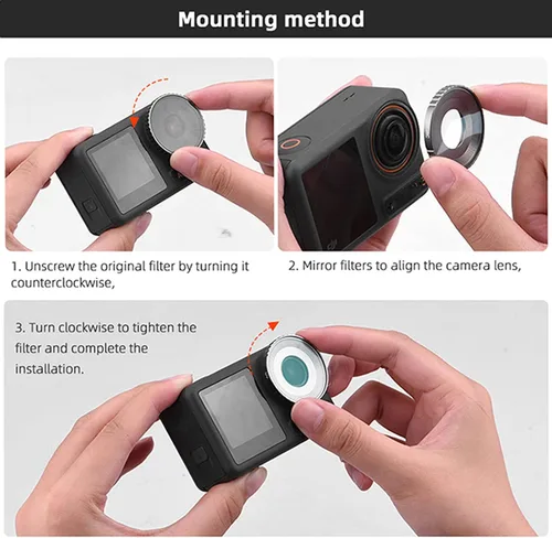Miniatura 5 de Juego de filtros ND compatibles con DJI Osmo Action 3 Cámara, ND8, ND16, ND32 ND64 Filtro ND Variable Lente Obturador Filtro de Buceo Accesorio